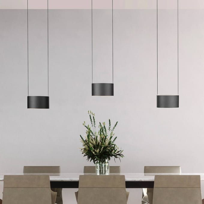 PURE LED hanglamp Clipse, grijs, lengte 110 cm, CTT, 6-lamps.