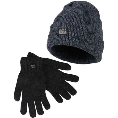Heatkeeper Heren Winter Thermo Set - Muts + Handschoenen - Antraciet - Maat S/M