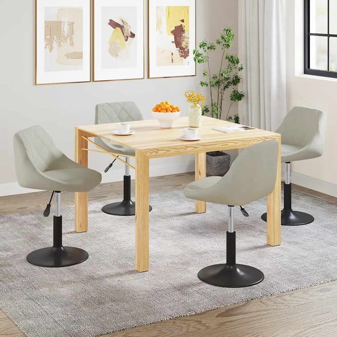 vidaXL - Eetkamerstoelen - draaibaar - 4 - st - fluweel - crèmekleurig