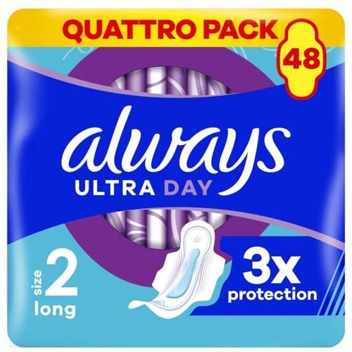 Always Ultra maandverband, maat 2 lang, pak van 4, 48 stuks