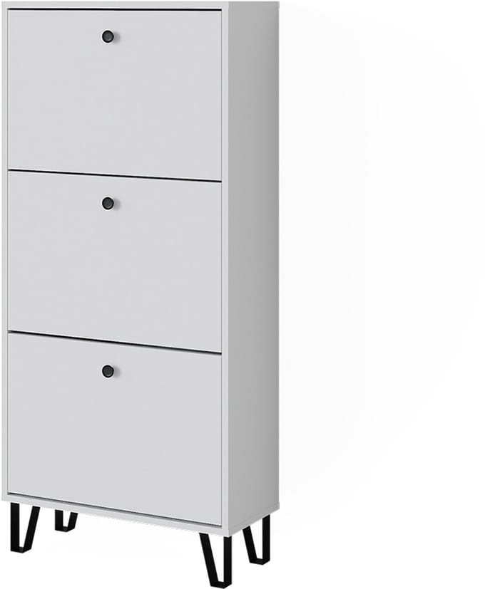 Vicco Siri Schoenenkantelaar – 130 x 60 cm met 3 scharnierende laden Wit