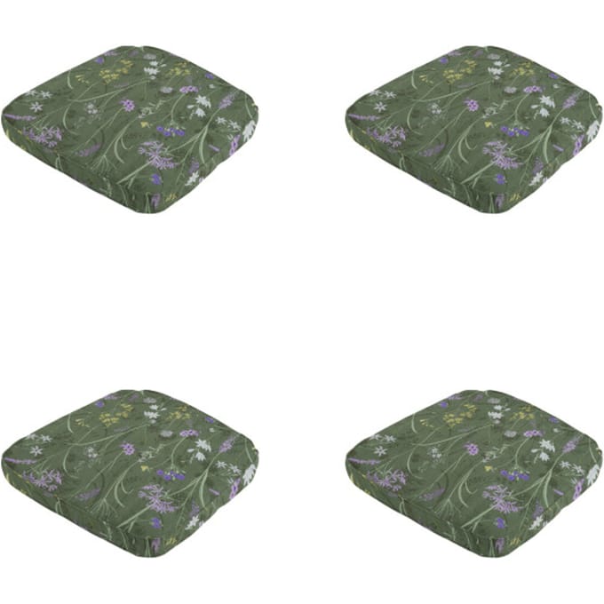 Madison - Zitkussen Wicker Donna green canvas eco+ - Ca. 48x48 cm - Set van 4