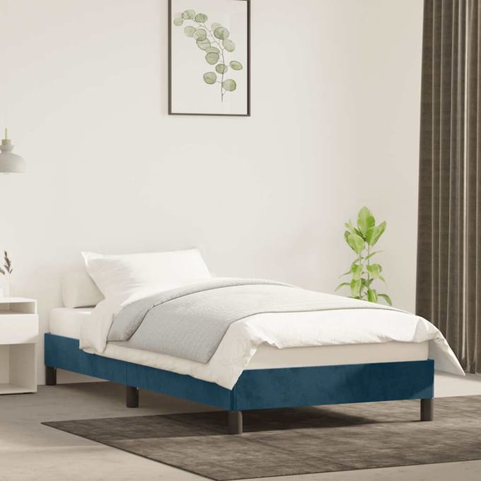 vidaXL - Bedframe - zonder - matras - 100x200 - cm - fluweel - donkerblauw