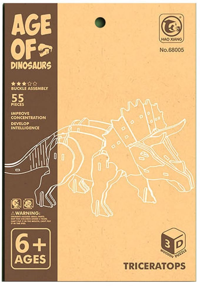 Lobbes houten bouwpakket 3D triceratops dinosaurus speelgoed.