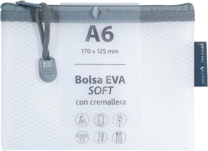 Zachte EVA Tas A6 met Ritssluiting - Waterdicht en Compact voor Documenten en Persoonlijke Voorwerpen