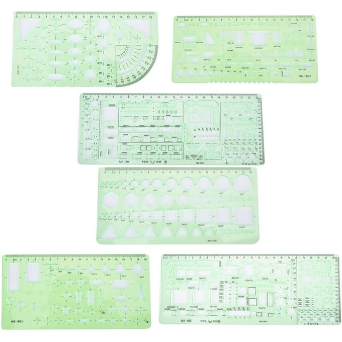 Multifunctionele Architectuur Tekensjabloon Linialen DIY Schilderen Holle Liniaal Kit (#3) white