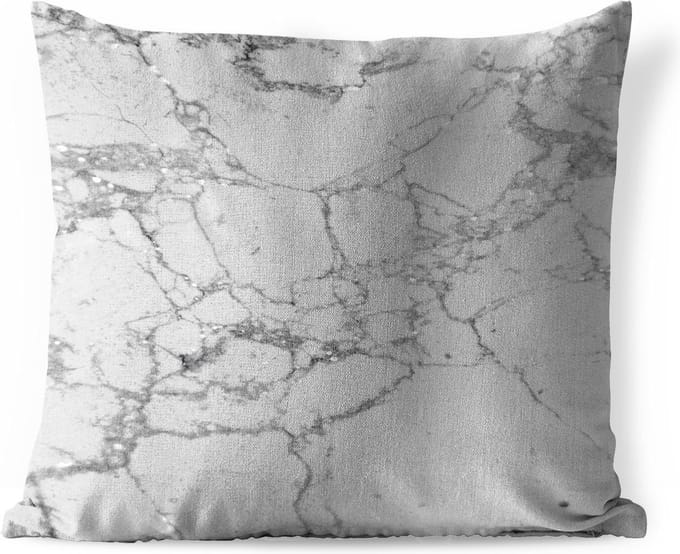 Sierkussen Buiten - Marmer - Patronen - Grijs - 60x60 cm - Weerbestendig
