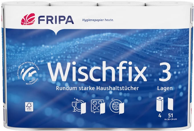 Fripa keukenrol / keukenpapier Wischfix, 3-laags, hoogwit