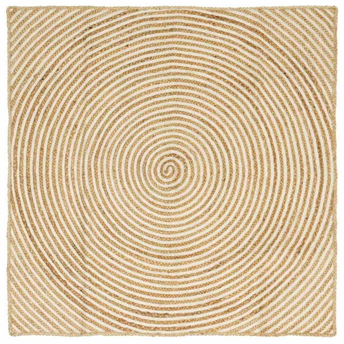 vidaXL - Gebied - Tapijt - Natuurlijk - en - Wit - 120 - x - 120 - cm - Jute