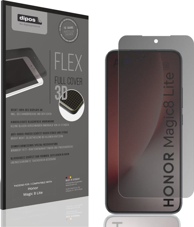 dipos FLEX – Matte Privacy Screenprotector geschikt voor Honor Magic 8 Lite | Volledige Schermbescherming | Case-Friendly