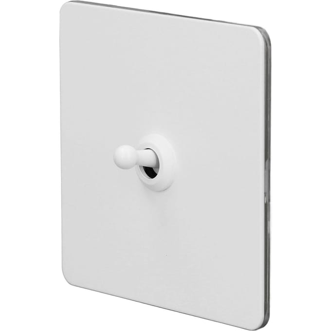 Muur Tuimelschakelaar Montage Enkel Open Wip Dubbele Bediening AC250V Vierkante Rand Metaal Roestvrijstalen Paneel Wit white