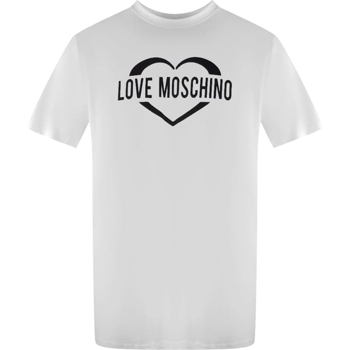 Love Moschino T-shirt Met Opvallend Hartlogo In Wit