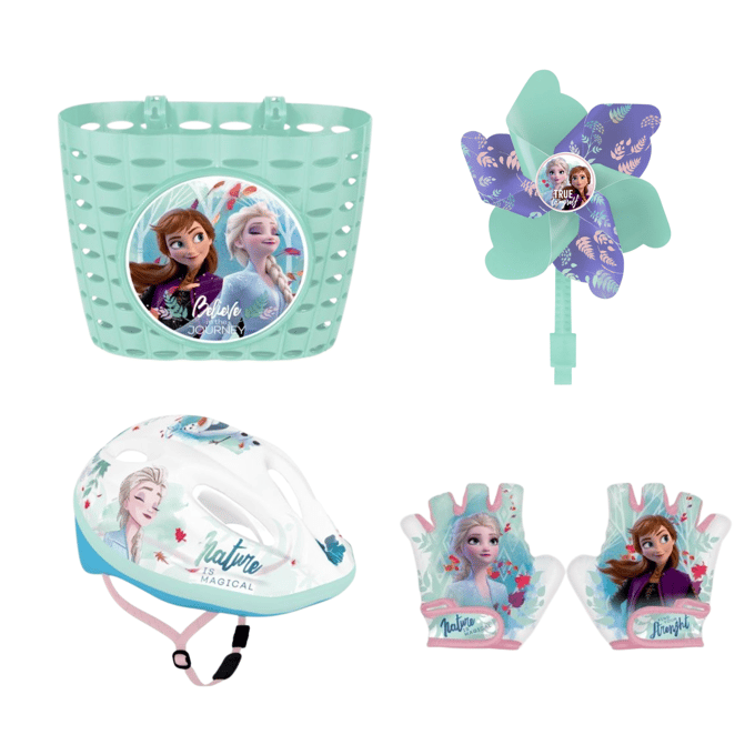 Frozen fietsset; mand, helm, handschoenen en molen