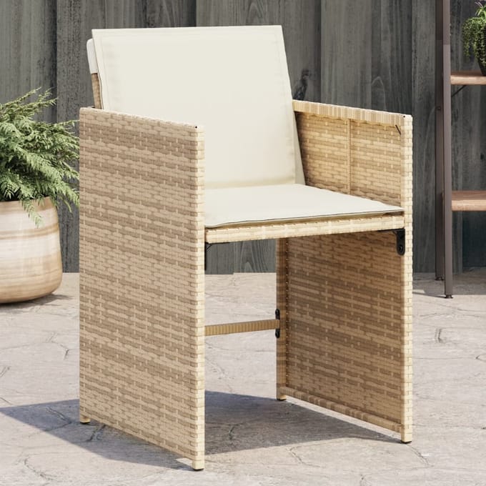 vidaXL - Tuinstoelen - 4 - st - met - kussens - poly - rattan - beige