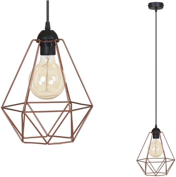 Light Home FUSION – Hanglamp Loft Retro – 1-Lichts – E27 – Koper & Zwart – Verstelbaar tot 100 cm – Industrieel
