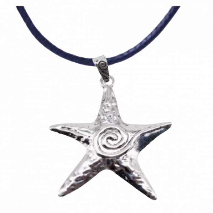 Zwart -koord -ketting - zeester-Charme Bijoux