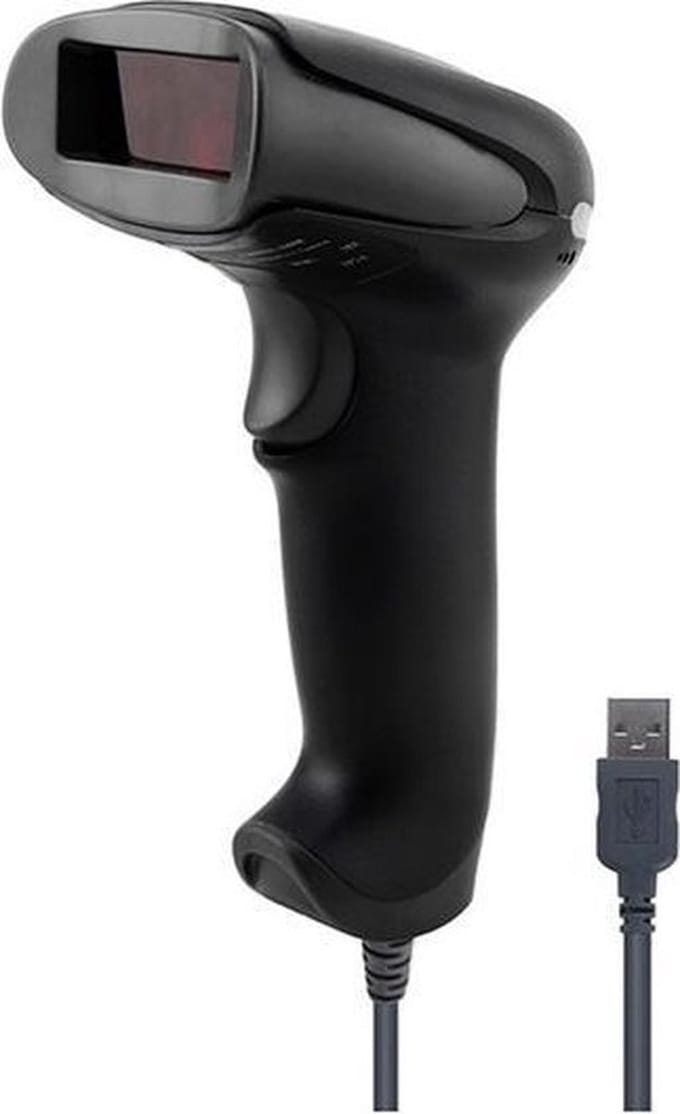 AFINTEK CCD Barcodescanner - 1D Streepjescode Scanner - Scant vanaf Scherm & Papier - USB Handscanner Plug & Play - Voor Windows, Mac & Linux - Zwart
