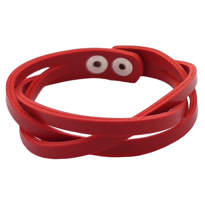 Rhylane - Lederen Armband - Knoopsluiting - Rood - Maat 20 cm
