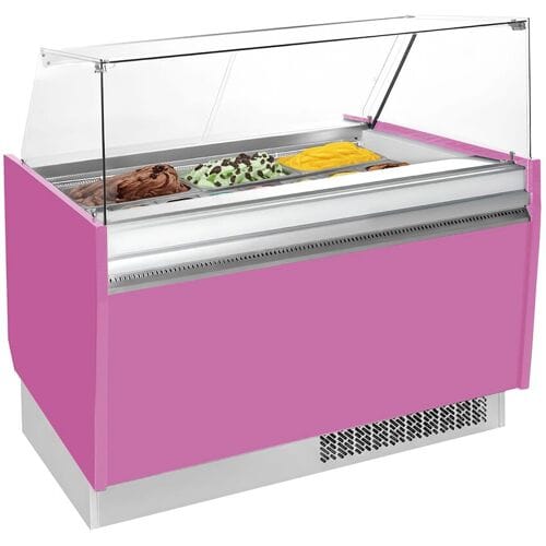 GGM Gastro Eistheke LIAM - 1310mm - Statisch - für 10+10x 5 Liter Eisbehälter - Pink Roze
