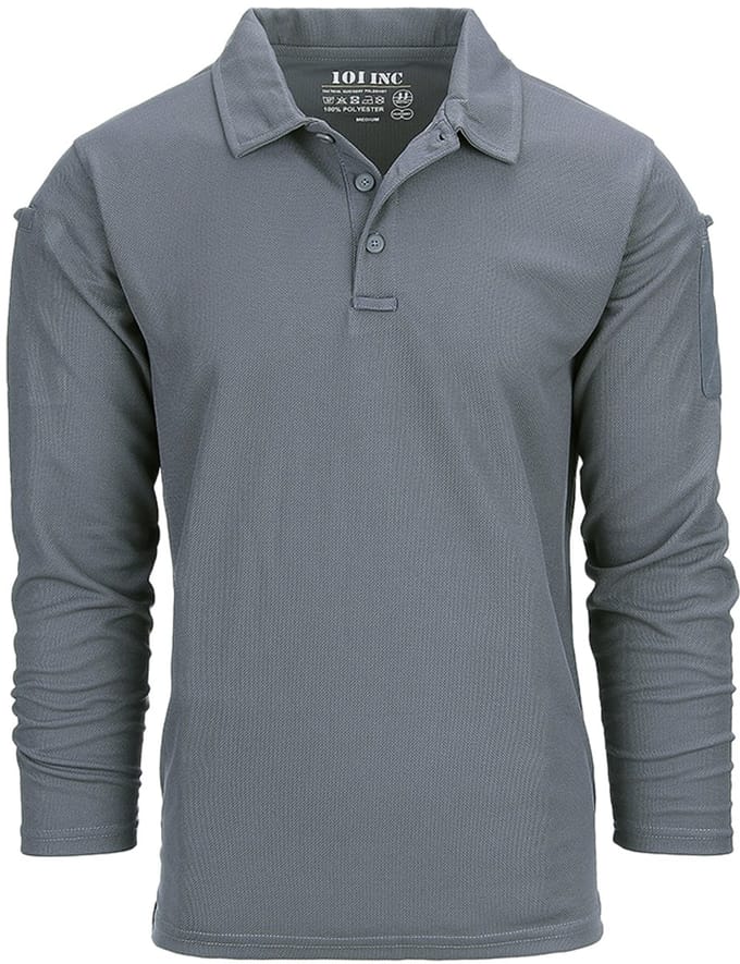 101 INC - Tactical polo Quick Dry long sleeve (kleur: Wolf Grey / maat: S)