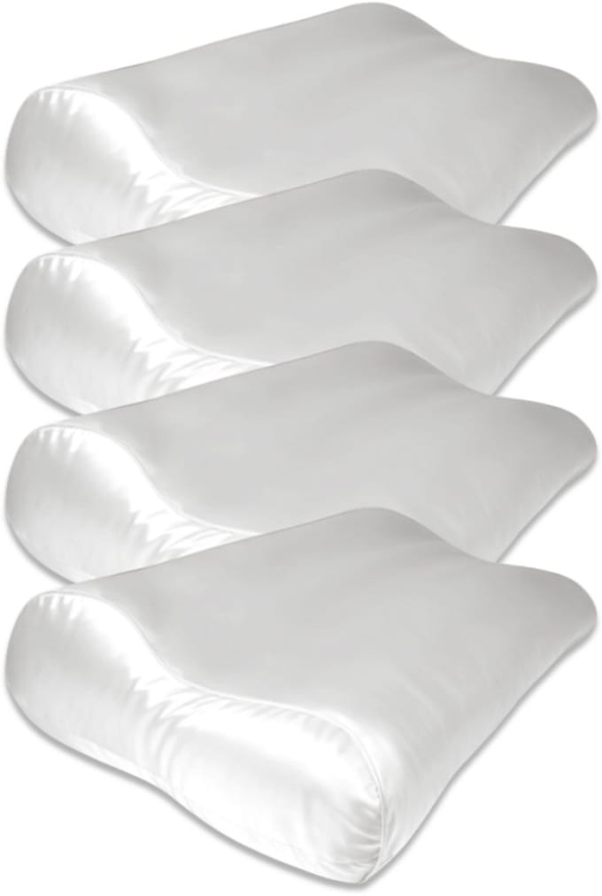 4x Zijden Kussensloop Ergonomisch Cloud White - 19MM - Silk Heaven - 30x50cm