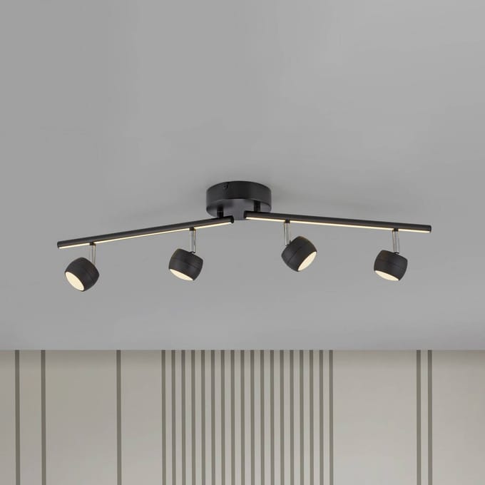 JUST LIGHT. GmbH JUST LIGHT. LED plafondspot Jarik, 4-lamps, zwart, 3.000 K