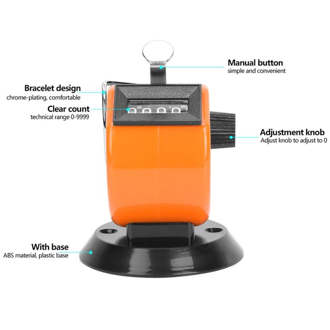 BERM Handteller 4 Cijfers ABS Plastic Schaal Mechanisch Handheld Telinstrument met Haak blauw