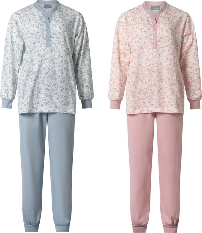 Lunatex - 2 dames pyjama's 124234 - ocean blue en roze - maat XXL