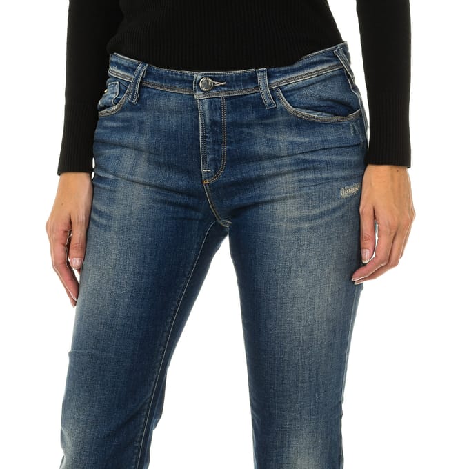 Lang gedragen effect denim broek 3Y5J28-5D1MZ vrouw
