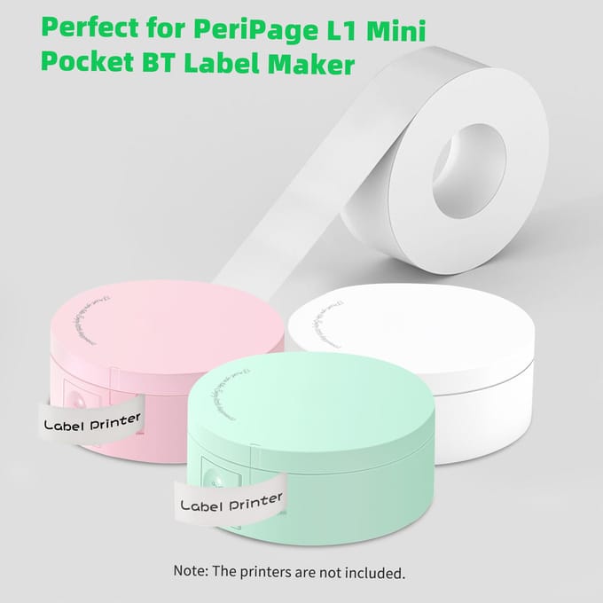 PeriPage 1 rol transparant etiketpapier plakband zelfklevend thermisch afdrukpapier Naam Prijs transparant