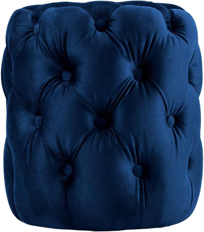 CLP Drancy Poef - rond - zitzak - hocker - velvet - blauw