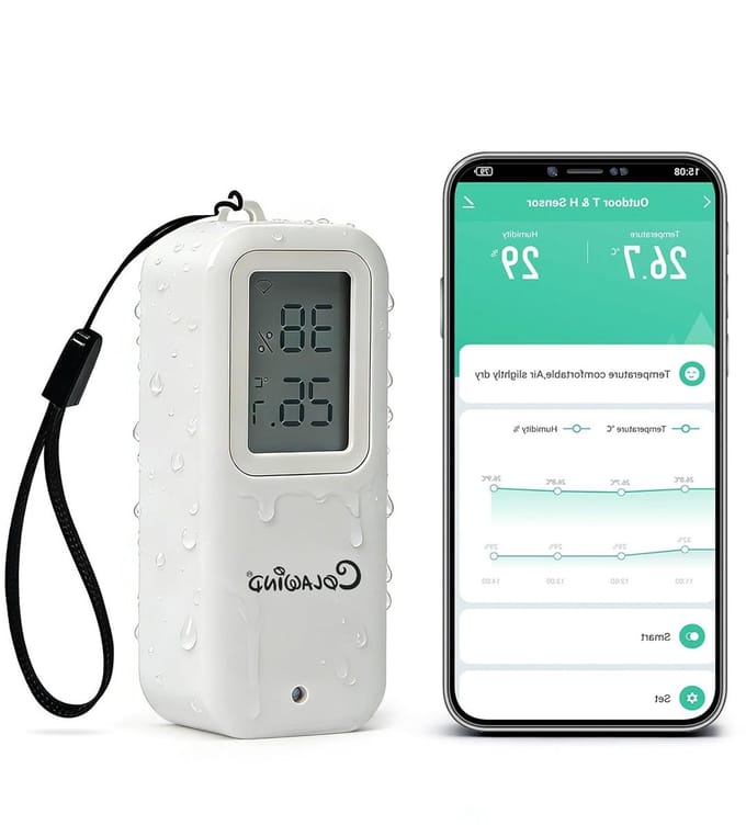 Slimme Thermometer Hygrometer - Temperatuur Vochtigheid Sensor - Klimaat Monitoren - IP65 Waterdicht - Realtime App Meldingen - Wit