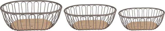 Clayre & Eef Opbergmand Set van 3 33x23x12 cm Grijs Bruin IJzer