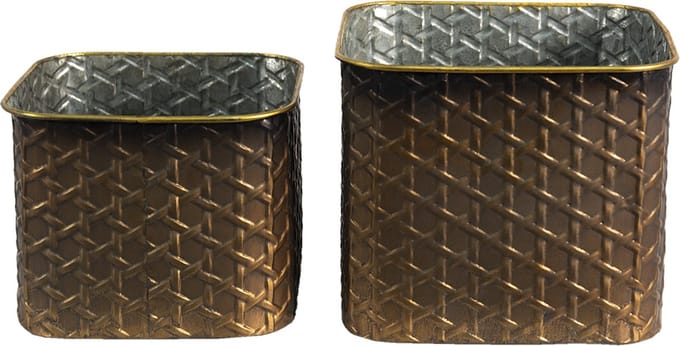 Clayre & Eef Bloempot Set van 2 Koperkleurig IJzer