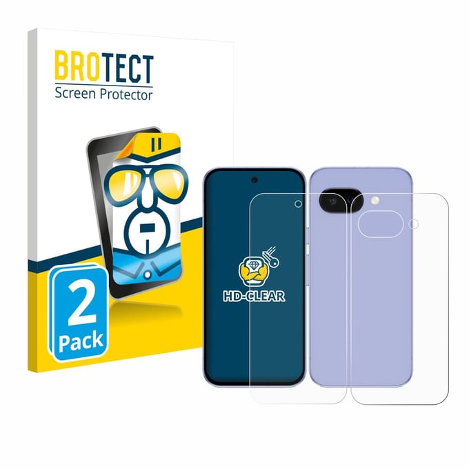 BROTECT - Screenprotector voor Google Pixel 9a (Voor+Achter) - Folie Beschermfolie transparant 2 Stuks