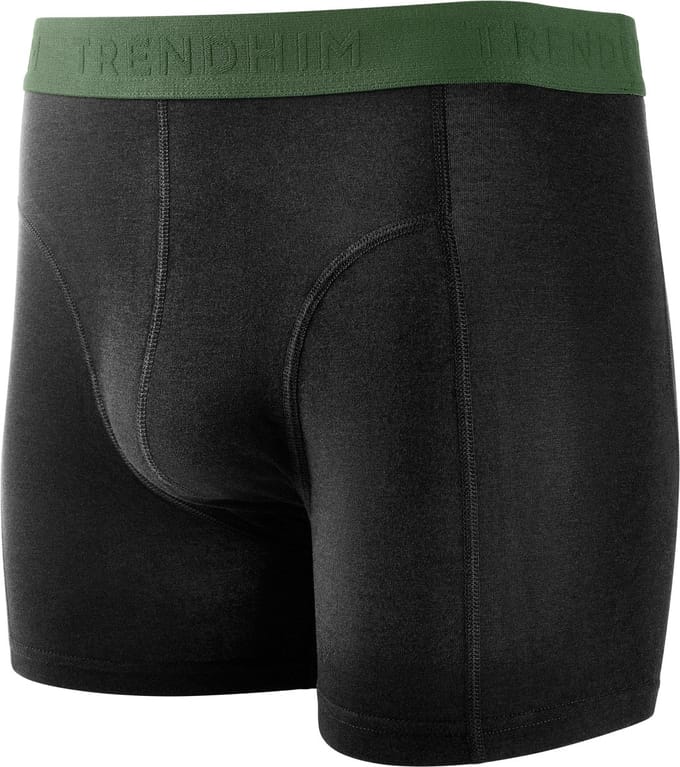 FreeFeel | Zwarte bamboe boxershort met olijfgroene tailleband
