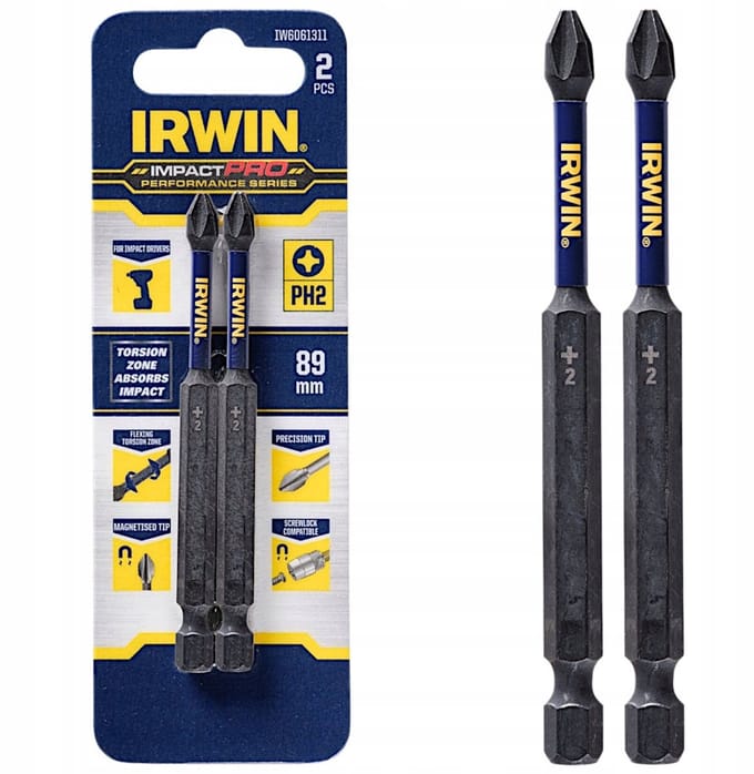Irwin Impact Pro PH2 Bits 89mm 2 Stuks - Slagvast