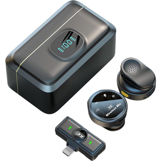 One-Trigger-Two 2.4G draadloze microfoon met magnetische bevestiging en clip-on microfoon voor smartphonegeluid Lightning