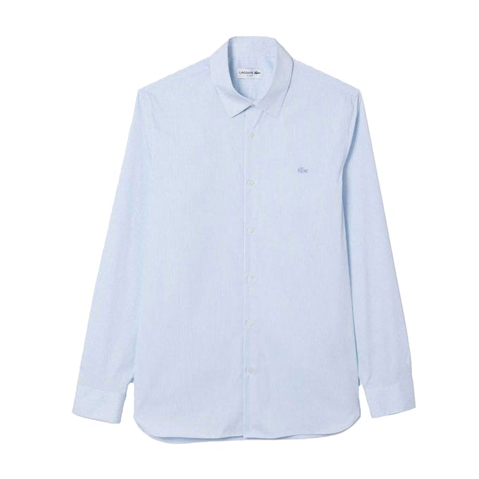 Lacoste Heren geruit Popeline Overhemd (Wit)