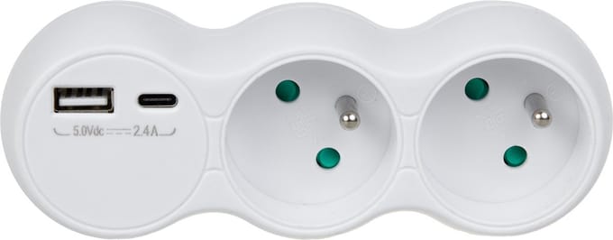 Maclean - stopcontact 2-voudige splitter, 2x USB A/C, type E, 2x16A, MCE339 E