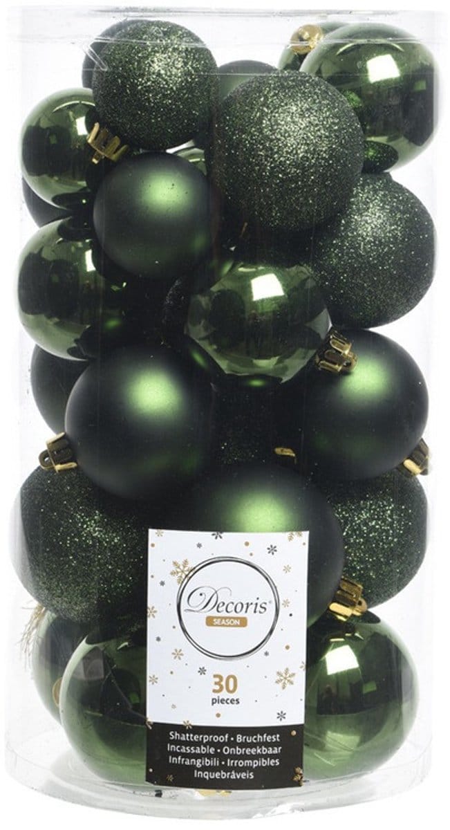 Decoris kerstballen - 90x st - donkergroen - 4-5-6 cm - kunststof - kerstversiering