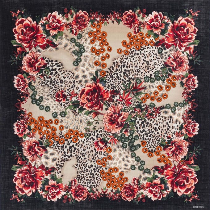 ROECKL sjaal Blooming Wilderness Scarf Black Multi kleurrijke