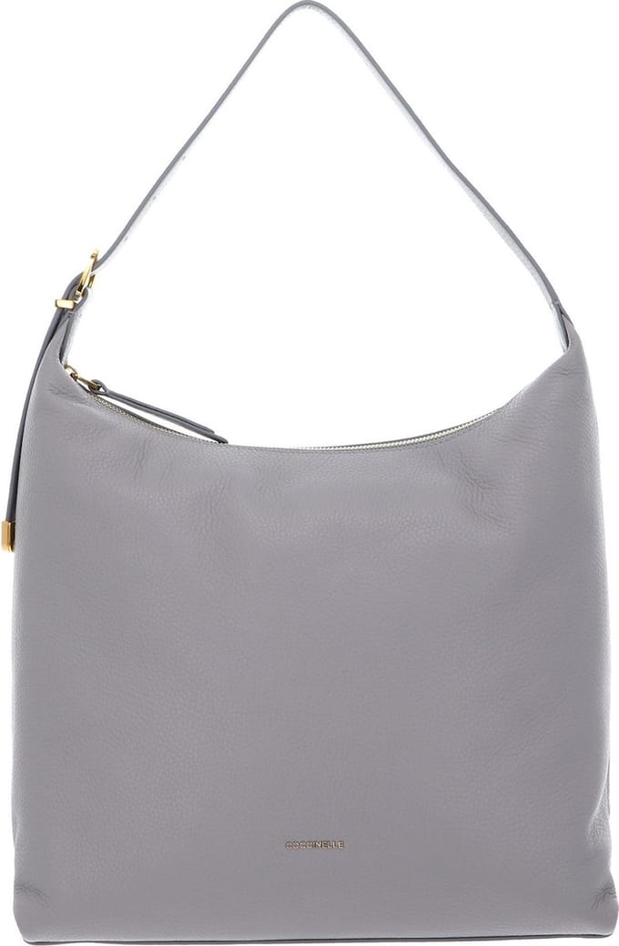 COCCINELLE Leren Schoudertas Coccinelle Gleen Handbag Light Grey Lichtgrijs