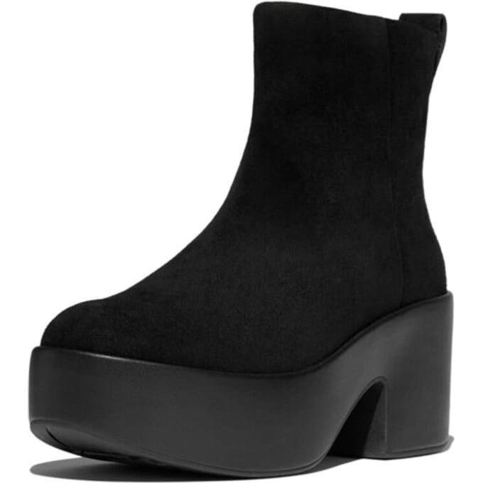 FitFlop Platfforms Suede Heeled Ankle Boots ZWART - Maat 36