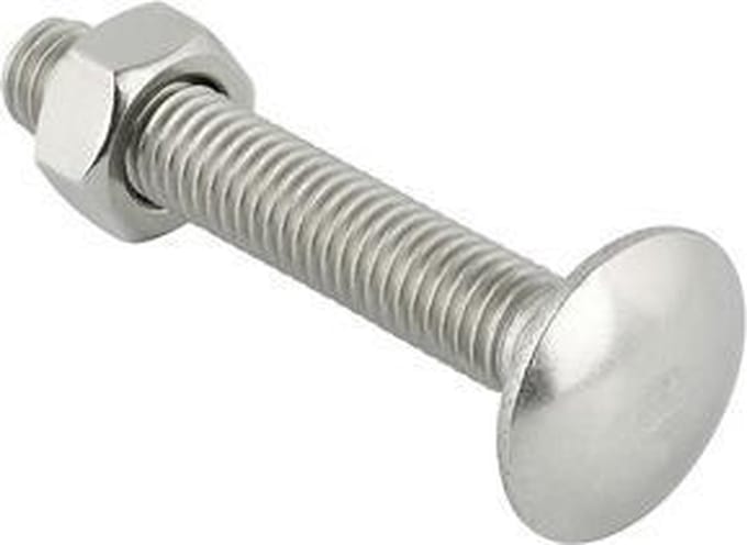 Slotbout met moer - rvs - M6 x 30 mm (4 stuks)