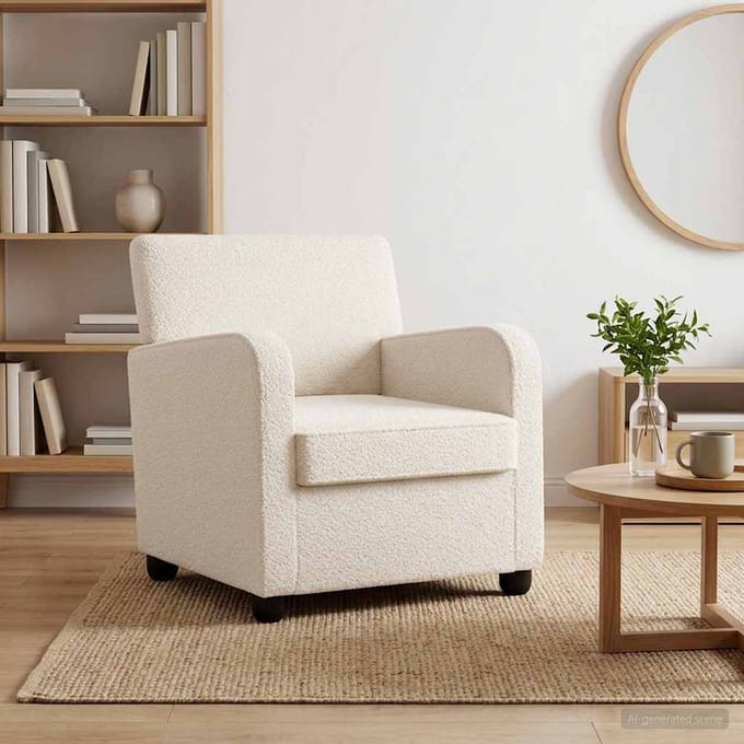vidaXL - Fauteuil - Crèmekleurig - Imitatie - lamswol