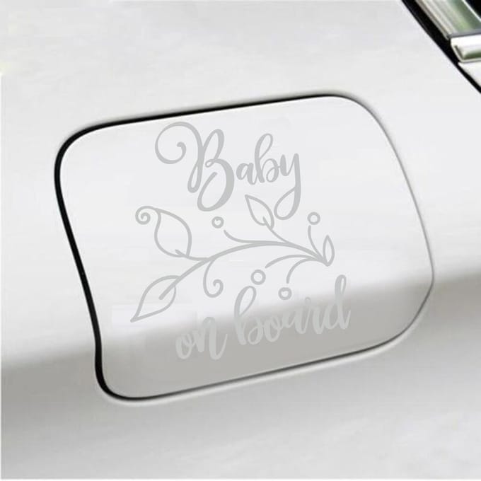Bumpersticker - Baby On Board - 12,7 X 11,7 - Licht Grijs
