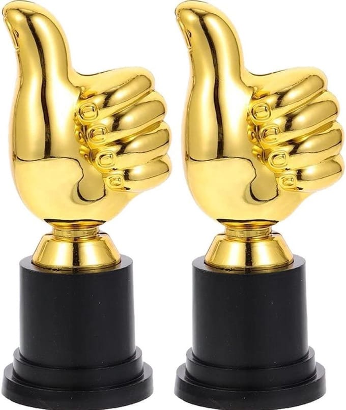 Gouden Trofee Set - Prijs Bekers - Wedstrijd Beloning - Duurzaam Plastic - 13cm Hoog - Goud