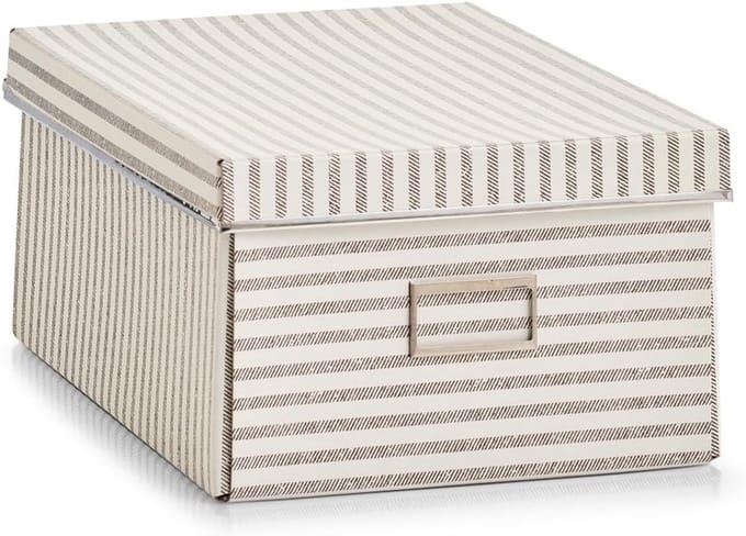 Opbergdoos Karton Beige Gestreept - Inklapbare Opbergbox 25x36x15 cm