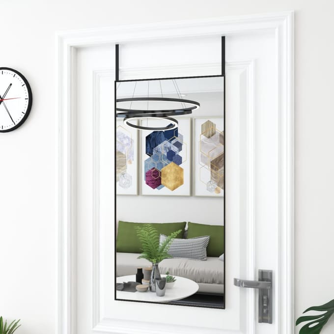 vidaXL - Deurspiegel - 50x100 - cm - glas - en - aluminium - zwart
